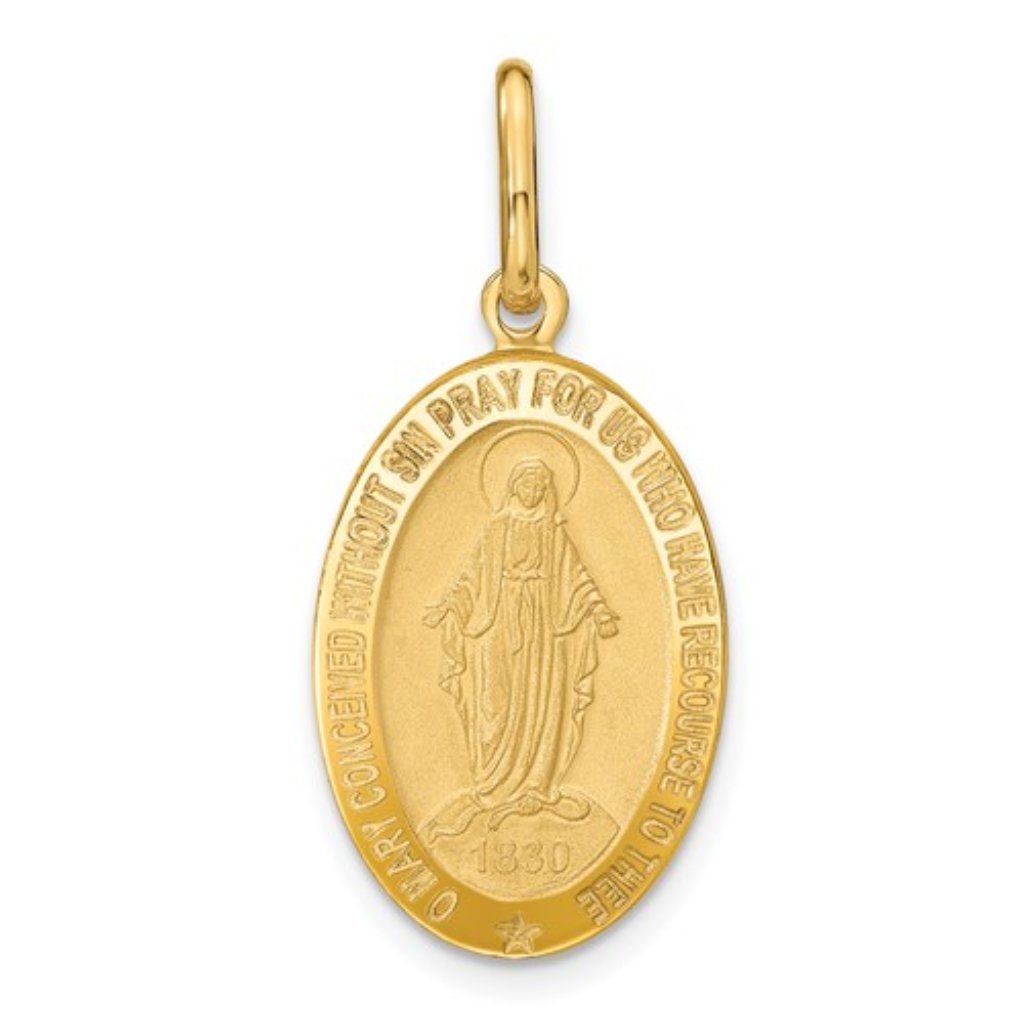 14k Yellow Gold Miraculous Medal Charm Pendant 512$
